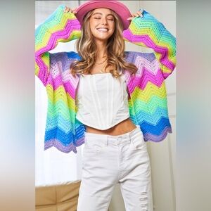 Davi and Dani Rainbow knit cardigan